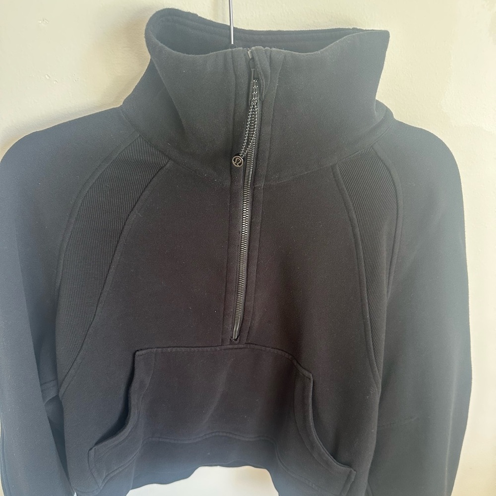 Lulu Lemon Black Crop Scuba Oversized Half-Zip Hoodie